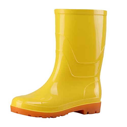 TOPEREUR Damen Gummistiefel Halbhoc Wasserdicht Regenstiefel Regenstiefeletten Damen Weitschaft Gummistiefel Rutschfeste Regenstiefel Garten Stiefel Damenschuhe Gelb 38 von Generic