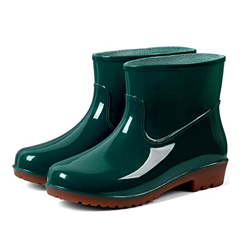 TOPEREUR Damen Halbhoch Gummistiefel Wasserdicht Winddicht Damenstiefel Gummistiefeletten Damen Atmungsaktiv Gummistiefeletten Winterstiefel Gartenschuhe Croslite und Gummisohlen X-Grün 41 von Generic