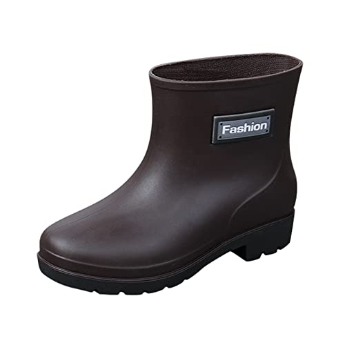 TOPEREUR Gummistiefel Damen Regenstiefel Kurze Regenstiefeletten Damen Weitschaft Gummistiefel Winterstiefel Garten Stiefel Damenschuhe Croslite und Gummisohlen Braun 39 von Generic