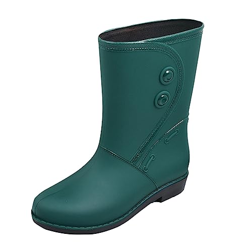 TOPEREUR Gummistiefel Damen Wasserdicht Winddicht Damenstiefel Halbhoch Winterstiefel Garten Stiefel Damenschuhe Bequeme Gummischuhe Regenschuhe Grün 38 von Generic