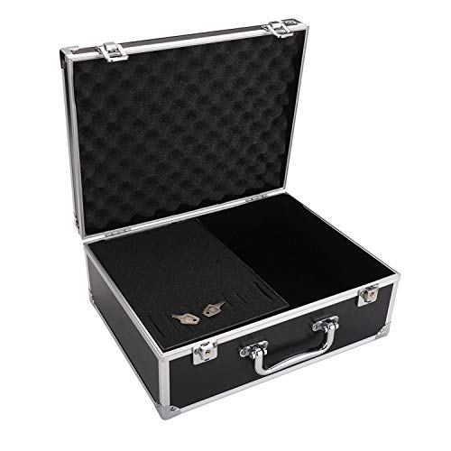 Tätowierset Box, Tätowierkoffer, Organizer, 32 x 24,1 x 13 cm, mit Schloss, Tragetasche für Tattoo-Maschine, Aluminium-Legierung mit Schwamm für Tätowiermaschinen-Hülle (schwarz) von Generic