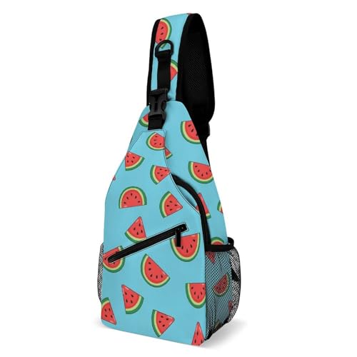 Taktisch Brusttasche Hellblaue Wassermelone Tragbare Brusttasche Multipurpose Umhängetasche Für Radfahren Damen Sport 19X39Cm von Generic