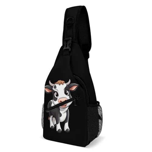 Taktisch Brusttasche Kuh Multipurpose Schultertasche Stylisch Rucksack Für Outdoorsport Wandern Damen 19X39Cm von Generic