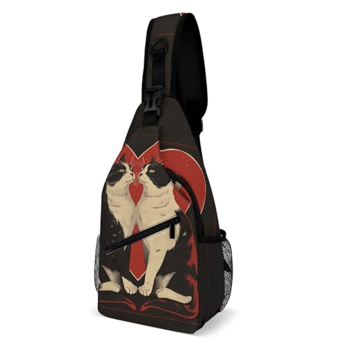Taktisch Brusttasche Liebe Katzen Anti-Diebstahl Sporttasche Multipurpose Schulterrucksack Für Herren Sportlich Outdoorsport 19X39Cm von Generic