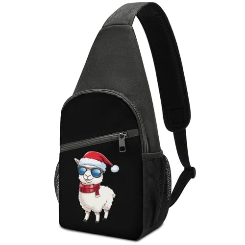 Taktisch Brusttasche Weihnachts-Alpaka-Lama Tragbare Rucksack Multipurpose Sporttasche Für Damen Outdoorsport Sportlich 19X39Cm von Generic