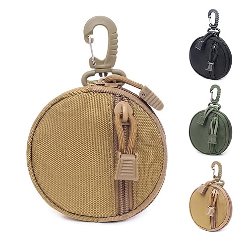 Taktische Münzgeldbörse, Militär-Taschenschlüssel-Beutel mit Haken, taktische Tasche, runde Mini-Schlüsselbrieftasche für Münzen, Headset, Schlüsselanhänger für Outdoor, B, 10*10*2cm, Klassisch von Generic