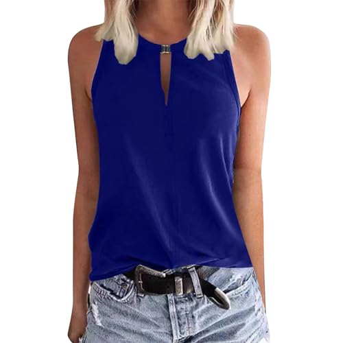 Tank Top Damen Ärmellos - Oberteile Sommer Tanktops V-Ausschnitt Blusentop Schulterfrei Crop Top Einfarbig Elegante T-Shirt Basic Unterhemd Strand Sommershirt Oversize Locker Sportshirt von Generic