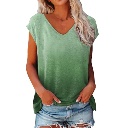 Tank Top Damen Sommer Tops für Damen Tanktops Blusentops Schwarz T-Shirts Sommertop Ärmellos Tanktop V Ausschnitt Locker Pink Blau Damentops Farbverlauf von Generic