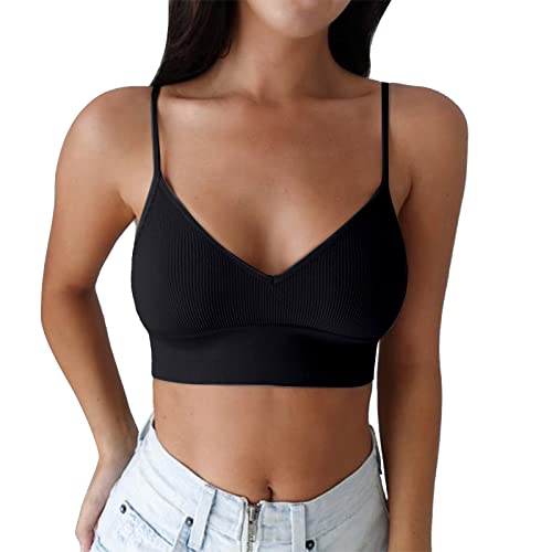 Tank Top - Damen Spaghetti Crop Top Sexy ärmellos Tanktop Basic Shirt Tops Spaghettiträger Cropped Oberteil Camisole Weste Soft Unterhemd Party Achselshirts für Mädchen Frauen von Generic