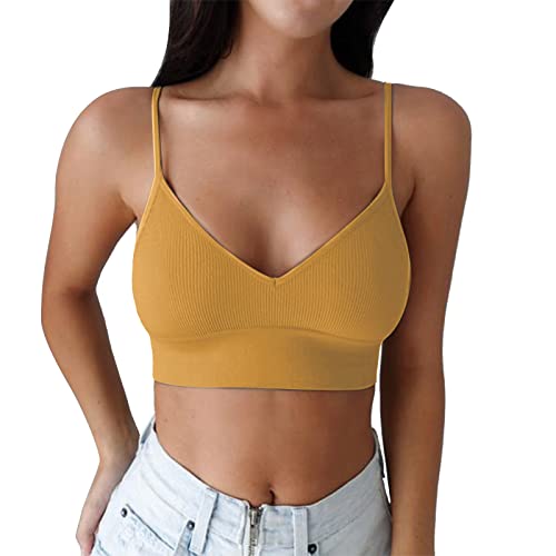 Tank Top Damen Spaghetti Crop Top Sexy ärmellos Tanktop Basic Shirt Tops Spaghettiträger Cropped Oberteil Spitze Camisole Weste Soft Unterhemd Party Achselshirts für Mädchen Frauen von Generic