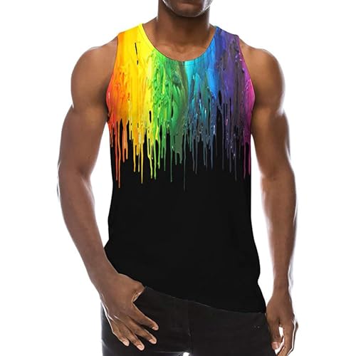 Tank Top Herren Ärmelloses, Sport Unterhemd Herren Sommer, Rainbow Achselshirt mit Rundhals Bequeme Muskelshirt Quick Dry Tanktop Atmungsaktive Oberteile Hawaii Hemd Tanktops Funktionsshirt Tank Top Herren Ärmelloses, Sport Unterhemd Herren Sommer, Rainbow Achselshirt mit Rundhals Bequeme Muskelshirt Quick Dry Tanktop Atmungsaktive Oberteile Hawaii Hemd Tanktops Funktionsshirt von Generic