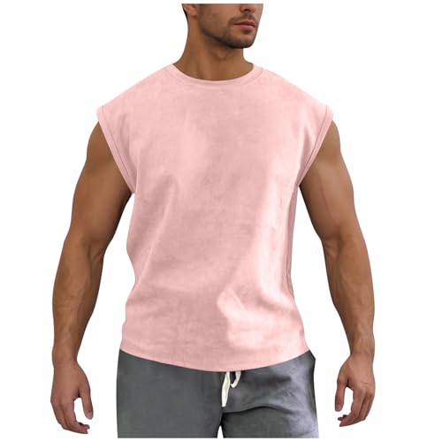 Tank Top Herren Ärmelloses Tanktop Männer Gym Muskelshirts Sport Bodybuilding Trägershirt Fitness Achselshirt Dry Fit Funktionsunterhemd Atmungsaktive Leicht Tankshirt Prime Rosa M von Generic