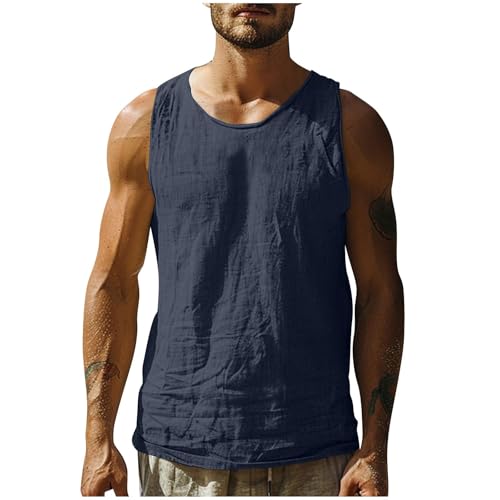 Tank Top Herren Gym Sport Tanktop Männer Leinen Muskelshirts Ärmelloses Trägershirt Fitness Tankshirt Bodybuilding Funktionsunterhemd Atmungsaktive Sportunterhemd Angebote Marine M von Generic
