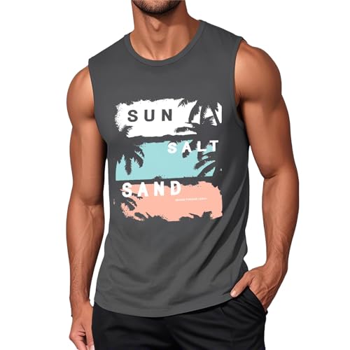 Tank Top Herren Gym- Unterhemd Herren Sommer-Tankshirt Mit Print ärmelloses Leicht Luftig Sport Unterhemd Trägershirts Casual Tanktops Unterhemden Fashion Streetstyle Laufshirt von Generic