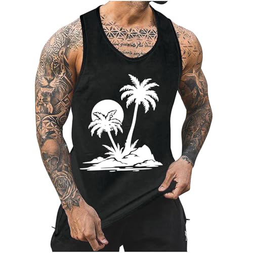 Tank Top Herren Hawaii Tanktop Sommer Muskelshirts Fashion Achselshirt Strand Freizeit Axelshirt Leichte Trägershirt Ärmellose Tshirt Bequeme Sommershirt Meine Bestellungen Anzeigen Schwarz XL von Generic