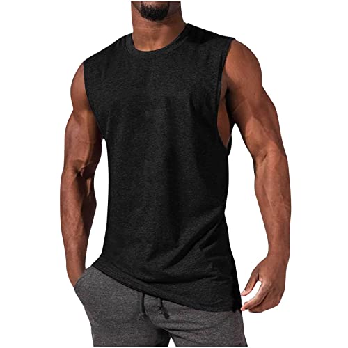 Tank Top Herren Kurzarm Sommer Unterhemd Stretch Bequeme T Shirt Baumwolle Sport Muskelshirt Regular Fit Workout Tanktop Bodybuilding Fitness Einfarbig Trägershirts 2024 Athletic Shirts von Generic