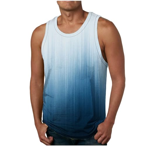 Tank Top Herren Tanktop Sommer Muskelshirt Freizeit Trägershirt Ärmelloses Shirt Leichte Axelshirt Bunte Tshirt ohne Ärmel Oversize Tank Tops Bequeme Unterhemd Sale Blau M von Generic