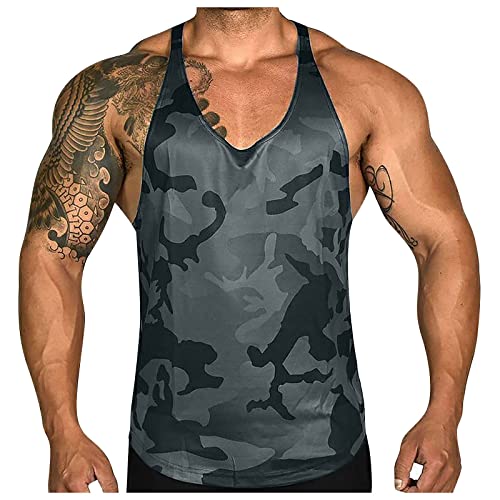 Tank Top Herren Tshirt Herren Sport Tank Top Muskelshirt Funktionelle Quick-Dry Gym Shirt für Training Fitness & Bodybuilding Oversized Tshirt Herren T Shirt Herren Weiß Schwarz L von Generic