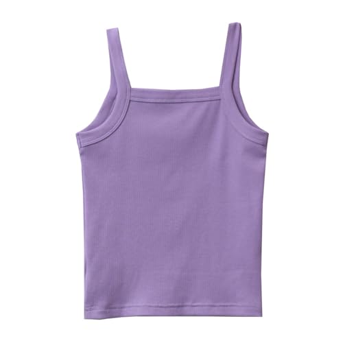 Tank Top Mädchen,Sommer Einfarbig Ärmellos Unterhemd-Tanktop,Gerippt Spaghetti-Träger Normale Passform Weste,Weiches Sommermode Oberteile T Shirts (Lila, 5-6 Jahre) von Generic