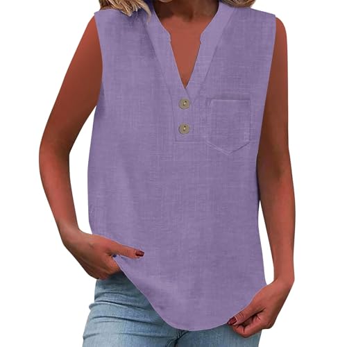 Tank Top Sommer Bluse Ärmellose Leicht Shirt Elegant Trägershirt Locker Passform Blusentop Luftig Casual Oberteile Bequeme Tshirt Elegant Longtop Große Größen Tanktop Sommershirt Damentop von Generic