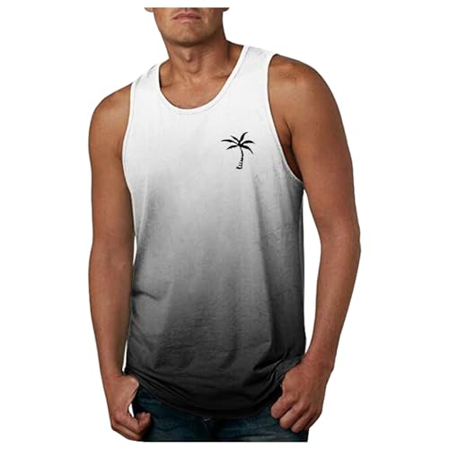 Tank Top für Herren Sommer Tanktops Sport Sleeveless Muskelshirts Baumwolle Gym 4XL Oversize Locker Ohne Arm T Shirt Trägershirt Bodybuilding Bedrucktes Tanktop für Männer von Generic