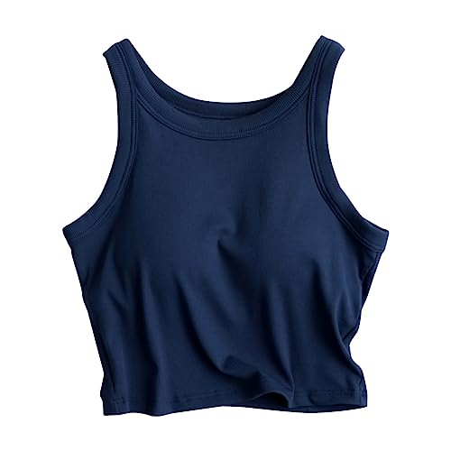 Tank mit eingebautem BH Frauen mit Brustpolstern Fünf Finger Ohne Stahlring BH Cups EIN Sport Camisole, A2-blau, S von Generic