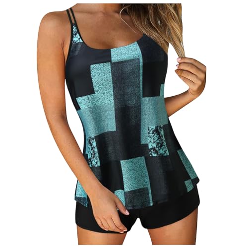 Tankini-Badeanzüge für Frauen 2024 Zweiteilige Badeanzüge Print Sling Swim Tank Top mit Shorts Strandbadebekleidung Unterhemd Mit Spitze Rot174 von Generic