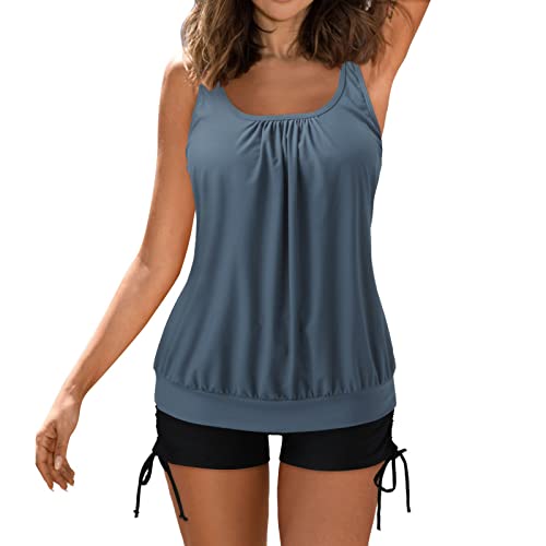 Tankini Damen Bademode Bauchweg Set Push Up Bauch Weg Tankini Damen Freizeit Tankini Badeanzug Zweiteiler Tankinis Set Elegant Badeanzüge für Damen Tankini Oberteil mit Dreieck Unterhosen von Generic