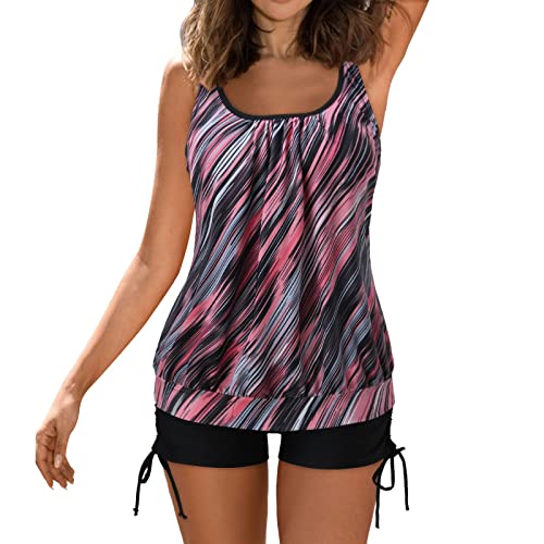 Tankini Damen Bademode Bauchweg Set Push Up Bauch Weg Tankini Damen Freizeit Tankini Badeanzug Zweiteiler Tankinis Set Elegant Badeanzüge für Damen Tankini Oberteil mit Dreieck Unterhosen von Generic