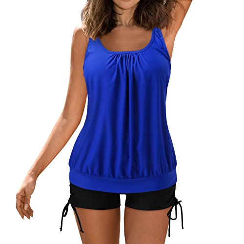 Tankini Damen Bademode Bauchweg Set Push Up Bauch Weg Tankini Damen Freizeit Tankini Badeanzug Zweiteiler Tankinis Set Elegant Badeanzüge für Damen Tankini Oberteil mit Dreieck Unterhosen von Generic