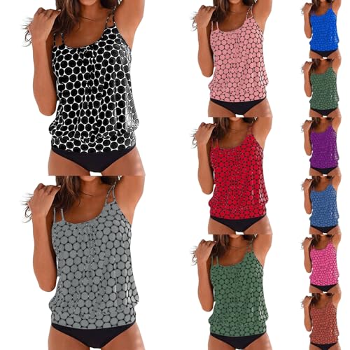 Tankini Damen Bauchweg Badeanzug Set Zweiteiler Push Up Bademode Drucken Freizeit Schwimmanzug Oberteil Mit High Waist Badeshorts Strandmode Elegant Große Größen Badeanzüge für Damen von Generic