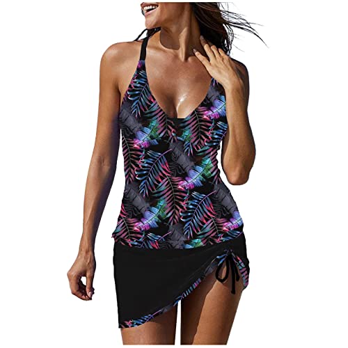 Tankini Damen Bauchweg Bademode Set Zweiteilig Badeanzug Strand Schwimmanzug Swimsuits Bikini Tank Top Shorts Oberteile und Badeshorts von Generic