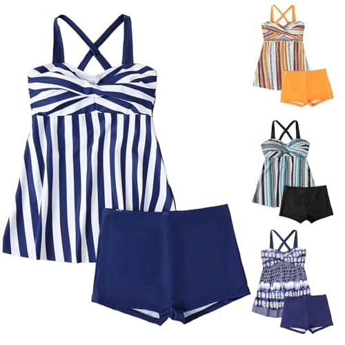 Tankini Damen Bauchweg Bademode Set Zweiteilig Badeanzug Strand Schwimmanzug Swimsuits Bikini Tank Top Shorts Oberteile und Badeshorts von Generic