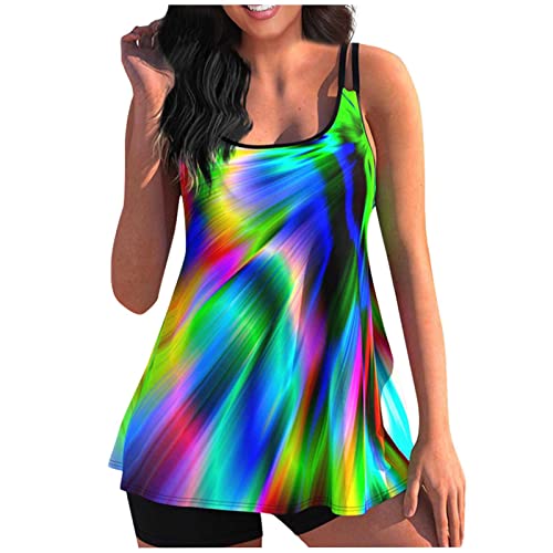 Tankini Damen Bauchweg Bademode Set Zweiteilig Badeanzug Strand Schwimmanzug Swimsuits Bikini Tank Top Shorts Oberteile und Badeshorts von Generic
