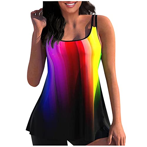 Tankini Damen Bauchweg Bademode Set Zweiteilig Badeanzug Strand Schwimmanzug Swimsuits Bikini Tank Top Shorts Oberteile und Badeshorts von Generic