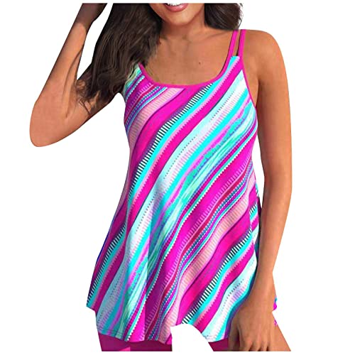 Tankini Damen Bauchweg Bademode Set Zweiteilig Badeanzug Strand Schwimmanzug Swimsuits Bikini Tank Top Shorts Oberteile und Badeshorts von Generic