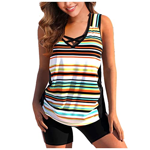 Tankini Damen Bauchweg Bademode Set Zweiteilig Badeanzug Strand Schwimmanzug Swimsuits Bikini Tank Top Shorts Oberteile und Badeshorts von Generic