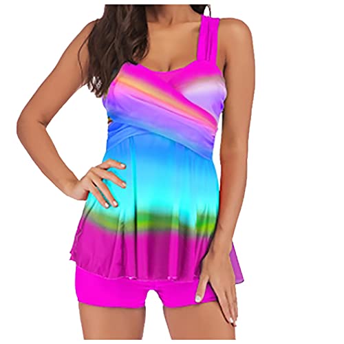 Tankini Damen Bauchweg Große Größen Badeanzüge Tankini Damen mit Shorts Zweiteiliger Bademode Tankinis für Damen Schwimmanzug Strandmode Sportlich Gepolstert von Generic