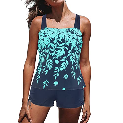 Tankini Damen bauchweg Bademode Set zweiteilig Push up mit Einstellbarer Bikinislip Tankini Top Soft Cups von Generic