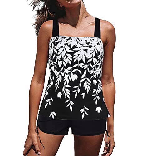 Tankini Damen bauchweg Bademode Set zweiteilig Push up mit Einstellbarer Bikinislip Tankini Top Soft Cups von Generic