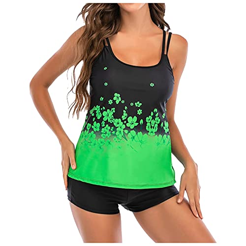 Tankini Damen bauchweg Bademode Set zweiteilig Push up mit Einstellbarer Bikinislip Tankini Top Soft Cups von Generic