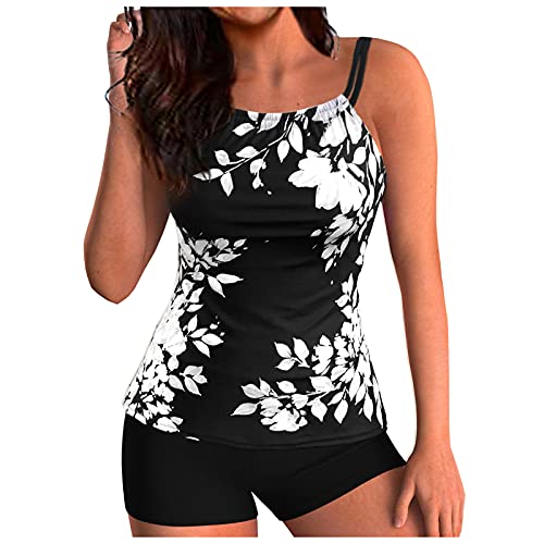 Tankini Damen bauchweg Bademode Set zweiteilig Push up mit Einstellbarer Bikinislip Tankini Top Soft Cups von Generic