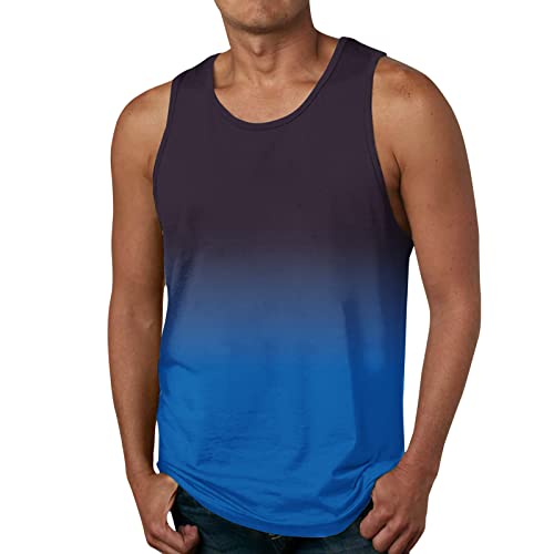 Tanktop Herren Sommer Tank Top Herren Sport Farbverlauf Drucken Ärmelloses Shirt Große Größe Leicht Muskelshirts Atmungsaktive Schnelltrocknendes Trägershirt Outdoor Laufshirt Achselshirts von Generic