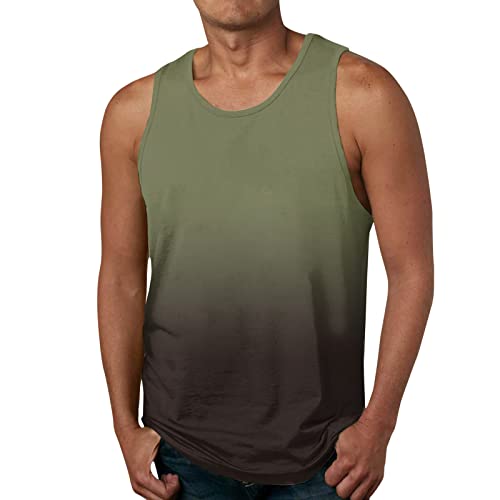 Tanktop Herren Sommer Tank Top Herren Sport Farbverlauf Drucken Ärmelloses Shirt Große Größe Leicht Muskelshirts Atmungsaktive Schnelltrocknendes Trägershirt Outdoor Laufshirt Achselshirts von Generic