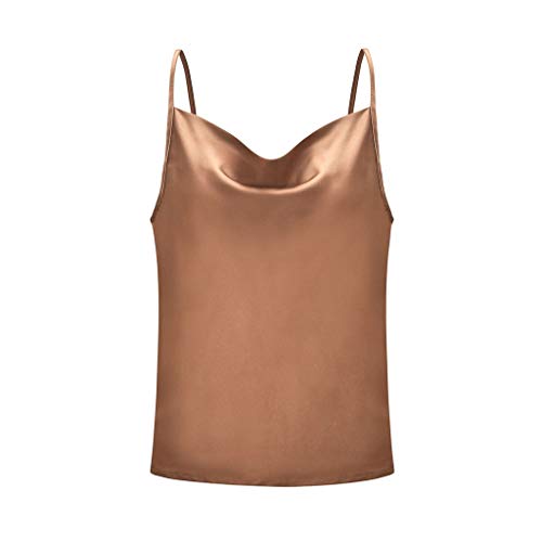 Tanktop mit Spaghetti-Trägern, modisch, Sommer, V-Ausschnitt, Tanktop, ärmellos, Eisseide, einfarbig, Camisole Top, Z01 Khaki, Groß von Generic