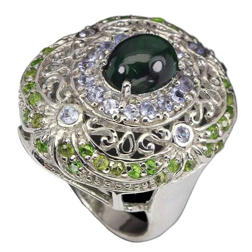 Tansanit Ring Schwarz Opal Diopsiden r 14.5 von Generic