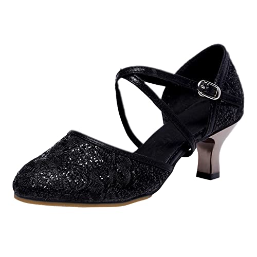 Tanzschuhe Damen Schwarz Dance Heels Damen Mit Kreuzriemen Schnalle Latein Tanzschuhe FüR Damen Sandalen Damen Mit Absatz Perfekt FüR Hochzeiten Und Partys 37-41 Tanzschuhe Damen Breite FüßE von Generic