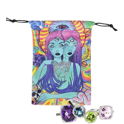 Tarotkarten Tasche | Juwelen Würfel Beutel mit Zugband | Bedruckter Deck Schutz Organizer | Für Teens Erwachsene Enthusiasten Reise Partyspielabend von Generic