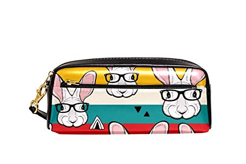 Tasche Brille Kaninchen Auf Regenbogenstreifen Bleistift Tasche Strapazierfähig Stiftetasche Griff Praktischem Stiftetasche Für Studenten Damen Schule von Generic