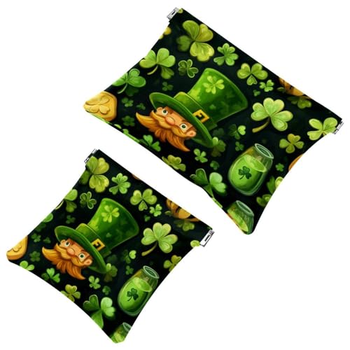 Tasche Kosmetiktasche Quetschen Top, St. Patrick's Day nahtlose Klee Muster wasserdichte Reise Make-up Tasche für Geldbörse, tragbare Mini Make-up Tasche kein Reißverschluss für Frauen, Multi 02, von Generic